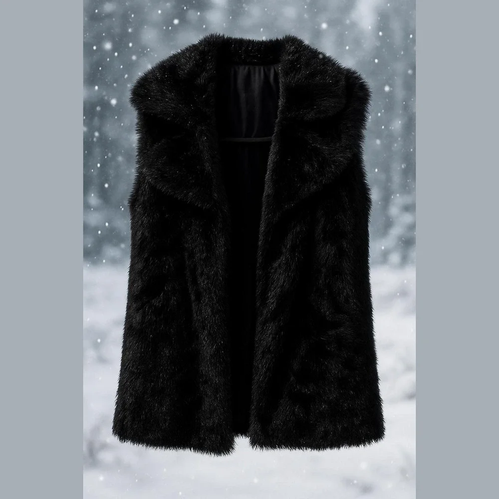 Pinc Kids Black Plush Vest Medium